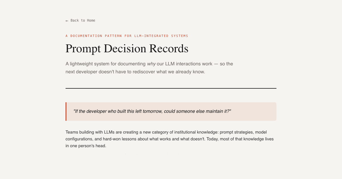 Prompt Decision Records